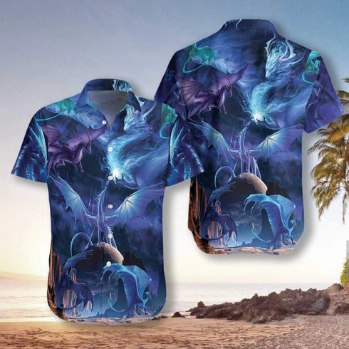 Blue Universe Dragon Aloha Cool Design - Aloha Hawaiian Shirts For Men & For Women Couples - HAW1097