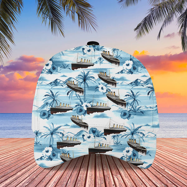 Beautiful Blue Boat Cool Design Baseball Custom All Over Print Cap 3D Print Cap C1002