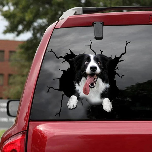 Dog Lover Border Collie Dog Cracked Car Decal Sticker - Waterproof - PVC Vinyl - S1029