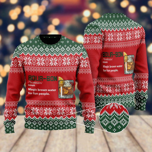 Merry Christmas Bourbon Noun Ugly Christmas Sweater For Men & Women Adult - Christmas Gifts