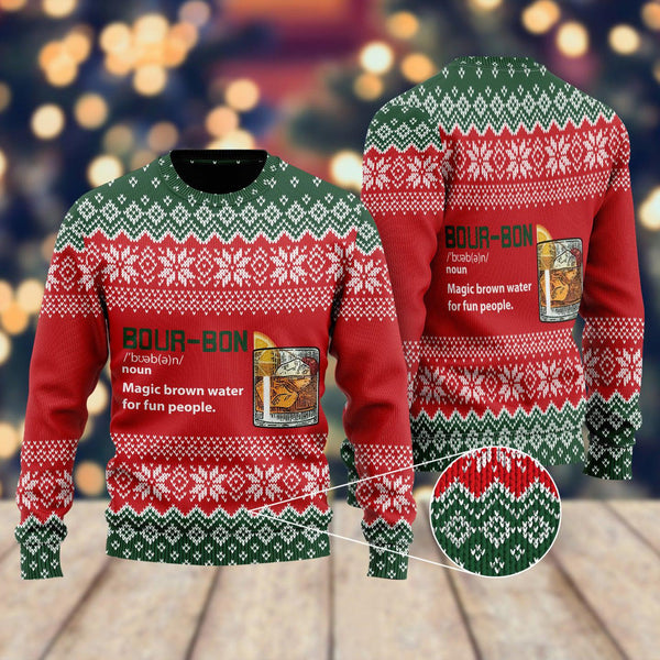 Merry Christmas Bourbon Noun Ugly Christmas Sweater For Men & Women Adult - Christmas Gifts