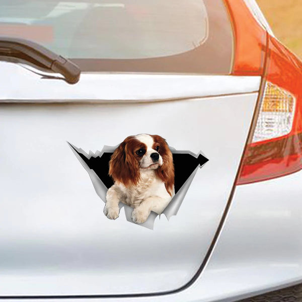 Dog Lover Cavalier King Charles Spaniel Cracked Car Decal Sticker - Waterproof - PVC Vinyl - S1026