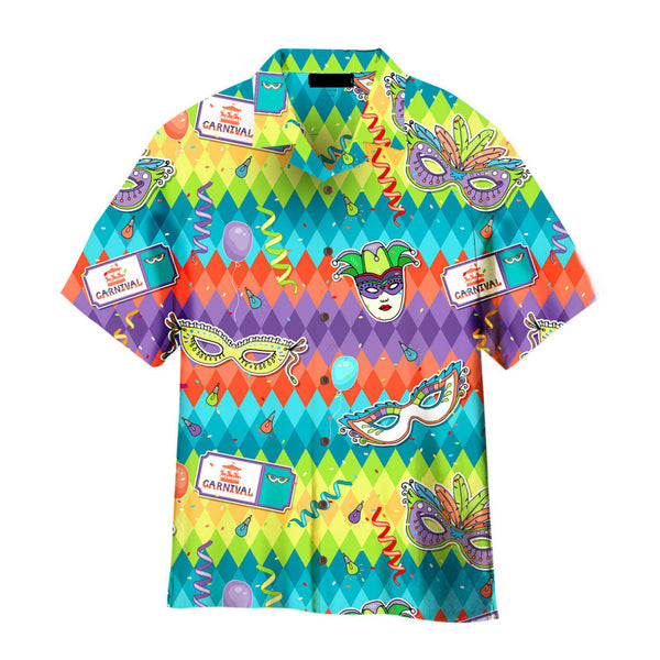 Colorful Mardi Gras Carnival Pattern - Aloha Hawaiian Shirts For Men & For Women Couples