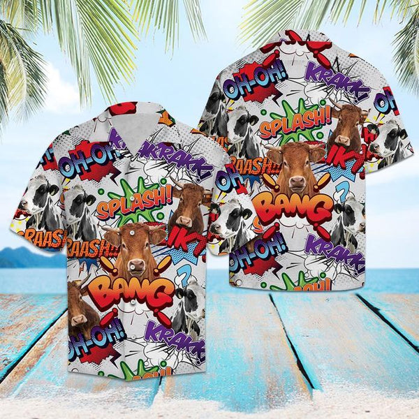 Funny Cow Pop Art - Aloha Hawaiian Shirts For Men & For Women Couples - HAW1340