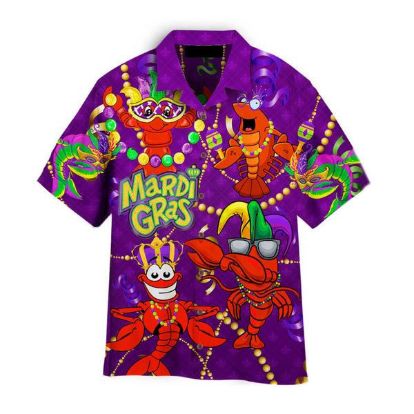Crawfish Mardi Gras Cool Design - Aloha Hawaiian Shirts For Men & For Women Couples