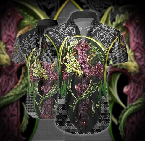 Cross Dragon Aloha Cool Design - Aloha Hawaiian Shirts For Men & For Women Couples - HAW1095