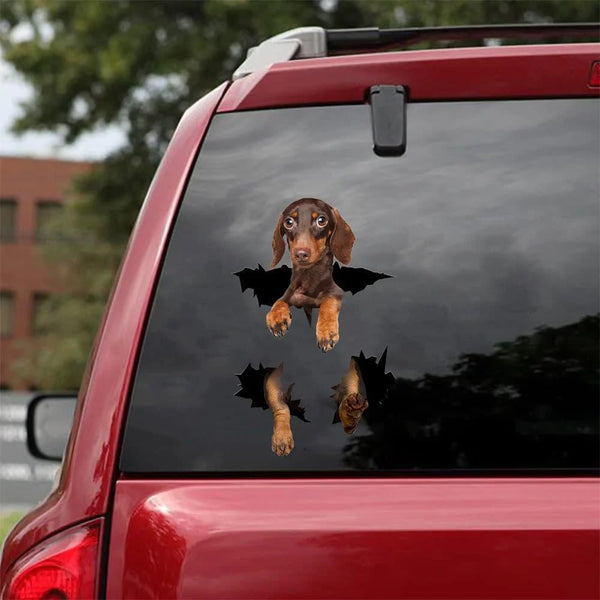 Dog Lover Dachshund Cracked Car Decal Sticker - Waterproof - PVC Vinyl - S1024