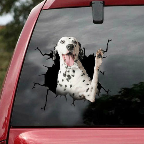 Dog Lover Funny Dalmatian Cracked Car Decal Sticker - Waterproof - PVC Vinyl - S1035