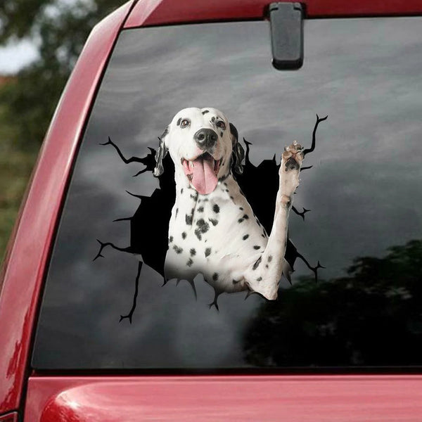 Dog Lover Funny Dalmatian Cracked Car Decal Sticker - Waterproof - PVC Vinyl - S1035