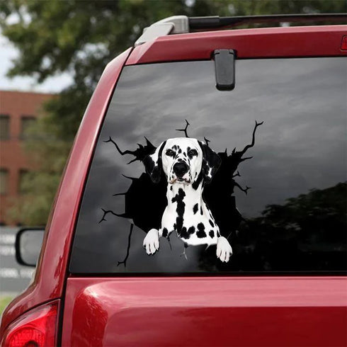 Dog Lover Dalmatian Dog Cracked Car Decal Sticker - Waterproof - PVC Vinyl - S1028