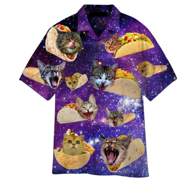 Galaxy Tacos Cat Cool Design - Aloha Hawaiian Shirts For Men & For Women Couples - Gift for Cat Lovers