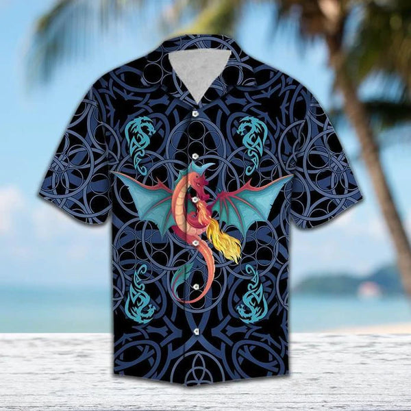 Dragon Blue Mandala Aloha Cool Design - Aloha Hawaiian Shirts For Men & For Women Couples - HAW1096