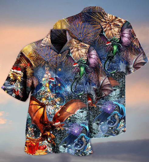Dragon Merry Xmas Aloha Cool Design - Aloha Hawaiian Shirts For Men & For Women Couples - HAW1094