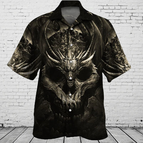 Dragon Skull Aloha Cool Design - Aloha Hawaiian Shirts For Men & For Women Couples - HAW1084