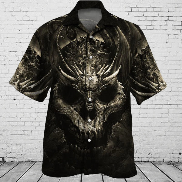 Dragon Skull Aloha Cool Design - Aloha Hawaiian Shirts For Men & For Women Couples - HAW1084