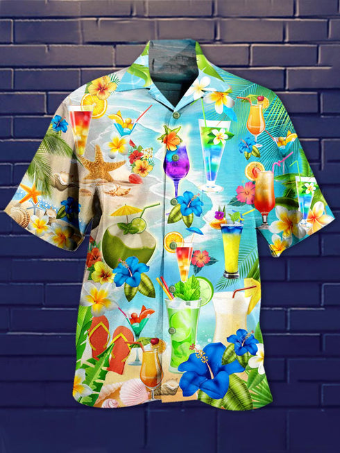 Drink Cocktails And Say Aloha Cool Design - Aloha Hawaiian Shirts For Men & For Women Couples - HAW1122