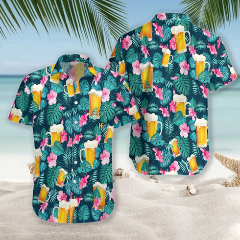 Drink Beer Alcohol Tropical Cool Design - Aloha Hawaiian Shirts For Men & For Women Couples - HAW1060