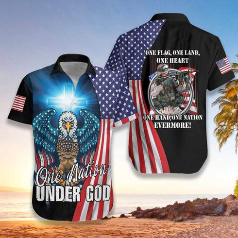 Memorial Day Eagle Veteran One Nation Veteran Cool Design - Aloha Hawaiian Shirts For Men & For Women Couples - HAW1199
