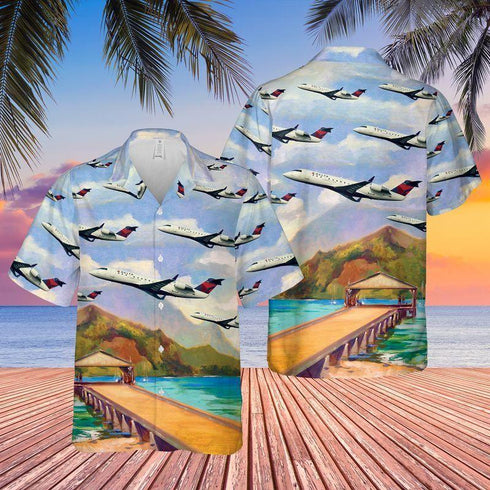 Endeavor Air Bombardier CRJ-200ER Cool Design - Aloha Hawaiian Shirts For Men & For Women Couples - HAW1129