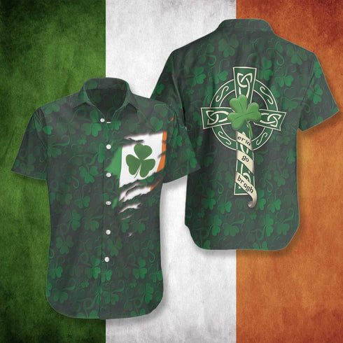 Happy St. Patrick's Day Shamrock Flag Ireland Proud Cool Design - Aloha Hawaiian Shirts For Men & For Women Couples - HAW1021