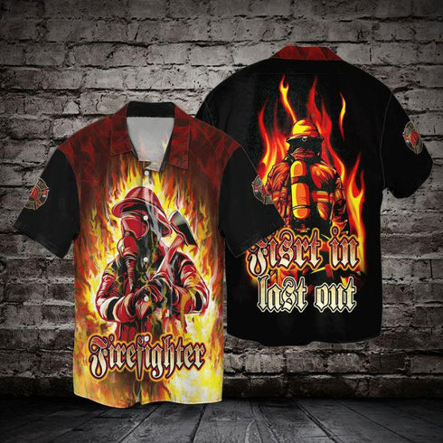Firefighter First In Last Out Memorial Day Cool Design - Aloha Hawaiian Shirts For Men & For Women Couples - HAW1191