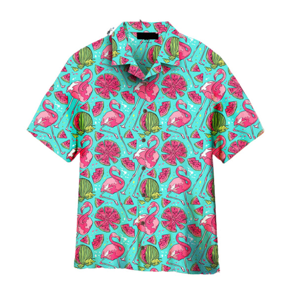 Flamingo And Watermelon Hawaiian Shirt - Cool Design - Summer Wears