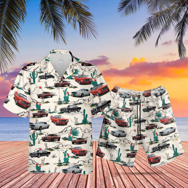 Ford Mustang Cool Design Hawaiian Shirt Set For Men - HS1019
