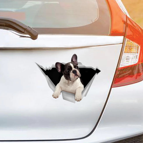 Dog Lover French Bulldog Cracked Car Decal Sticker - Waterproof - PVC Vinyl - S1027