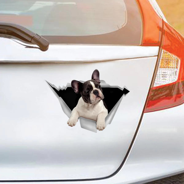 Dog Lover French Bulldog Cracked Car Decal Sticker - Waterproof - PVC Vinyl - S1027