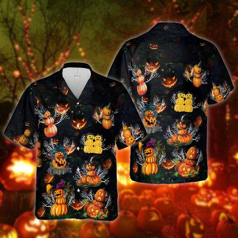 Halloween Funny Pumpkin Dark - Aloha Hawaiian Shirts For Men & For Women Couples - HAW1460