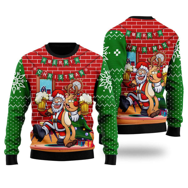 Santa Claus Drunk Merry Xmas Funny Ugly Christmas Sweater For Men & Women Adult - Christmas Gifts