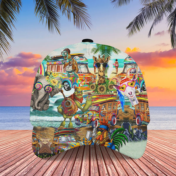 Funny Animals Hippie Cool Design Baseball Custom All Over Print Cap 3D Print Cap C1005