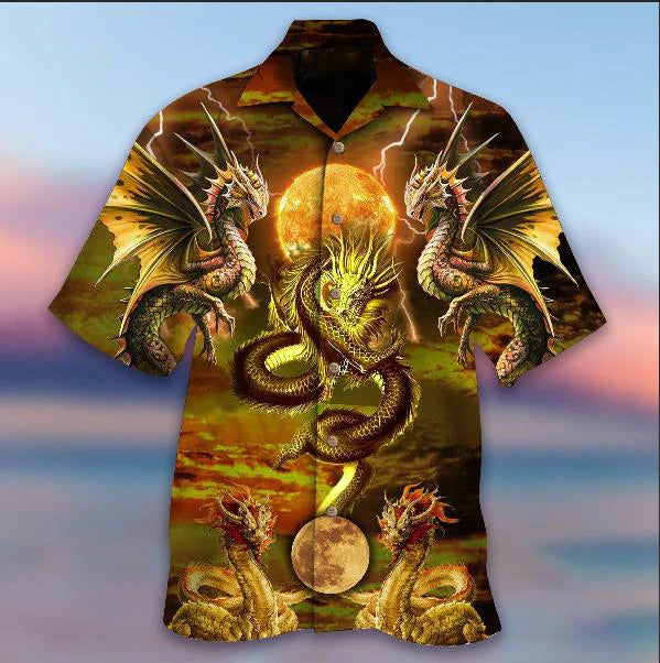 Golden Dragon Aloha Cool Design - Aloha Hawaiian Shirts For Men & For Women Couples - HAW1075