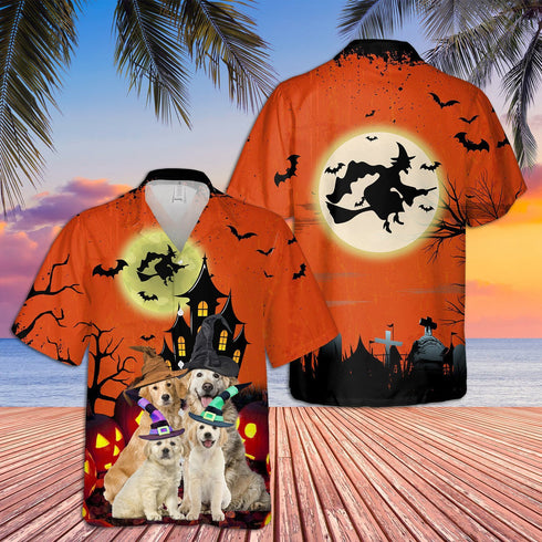 Halloween Golden Retriever for Dog Lover - Aloha Hawaiian Shirts For Men & For Women Couples - HAW1478