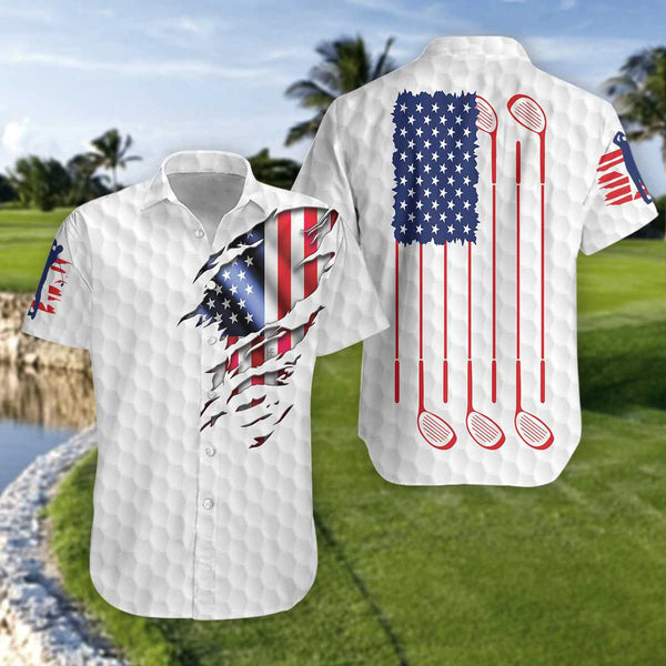 Golf American Flag Cool Design - Aloha Hawaiian Shirts For Men & For Women Couples - HAW1041