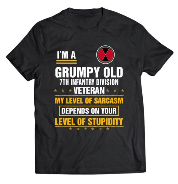 Father's Day Grumpy Old 7Th Infantry Division Veteran Cool Design Unisex T-shirt For Men & For Women R1160