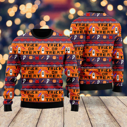 Halloween Trick Or Treat Ugly Christmas Sweater For Men & Women Adult - Christmas Gifts130