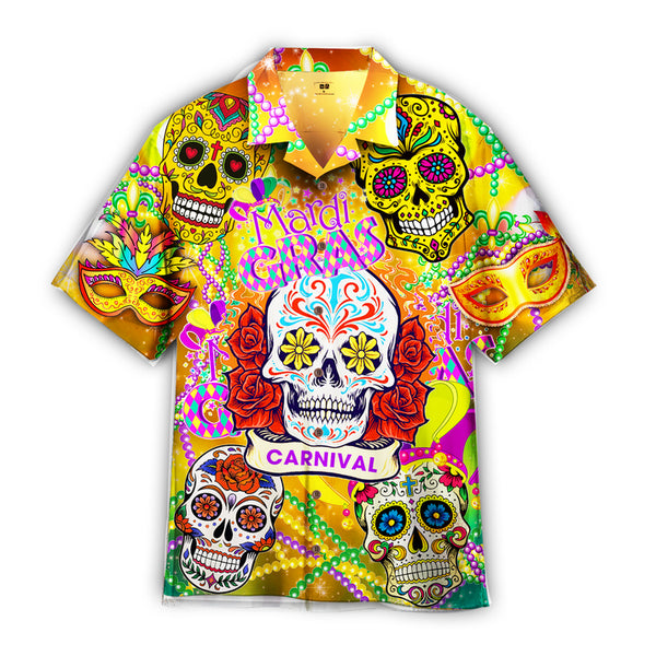 Mardi Gras Colorful Skull Carnival - Aloha Hawaiian Shirts For Men & For Women Couples - Mardi Gras's Day