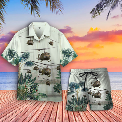 US Army Bell UH-1 Huey Hawaiian Shirt Set For Men - HS1000