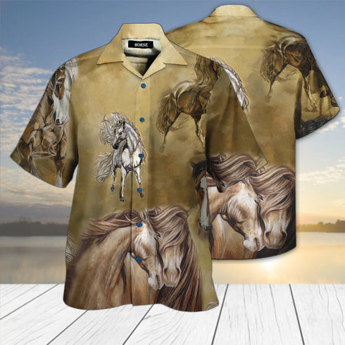 Horse Running Cool Design - Aloha Hawaiian Shirts For Men & For Women Couples - HAW1222