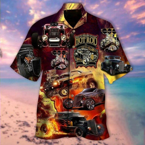 Hot Rod On Fire - Aloha Hawaiian Shirts For Men & For Women Couples - HAW1337