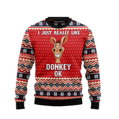 I Really Like Donkey Funny Ugly Christmas Sweater For Men & Women Adult - Christmas Gifts
