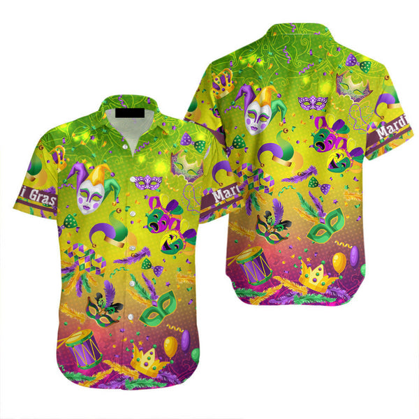 I'm Here For Mardi Gras Mask Cool Design - Aloha Hawaiian Shirts For Men & For Women Couples