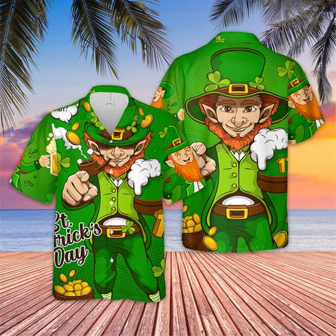 Leprechaun St. Patrick's Day Aloha Hawaiian Shirt - Cool Hawaiian Shirts For Men & For Women - Gifts for Paddy's Day