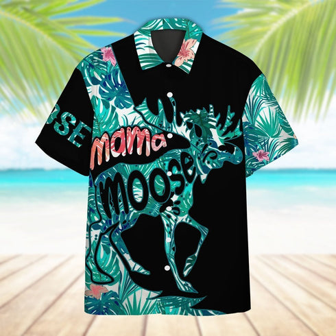 Gift for Mom Mama Moose Cool Design - Aloha Hawaiian Shirts For Mom - Mother's Day