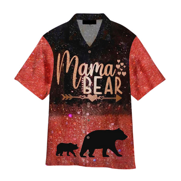 Mama Bear Red Love Cool Design - Aloha Hawaiian Shirts For Men & For Women Couples