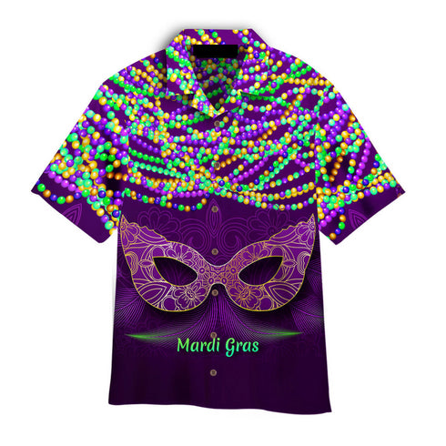 Purple Mask Mardi Gras Pattern - Aloha Hawaiian Shirts For Men & For Women Couples
