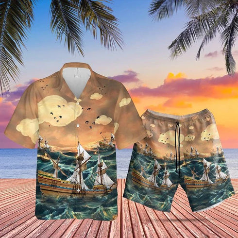 Mayflower Cool Design Hawaiian Shirt Set For Men - HS1010