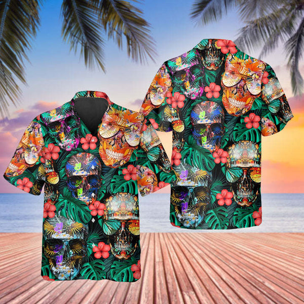Summer Mexican Vibe Skull Custom Cool Design - Aloha Hawaiian Shirts For Men & For Women Couples - HAW1168