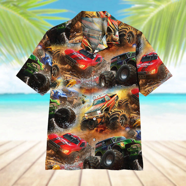 Monster Truck Cool Design - Aloha Hawaiian Shirts For Men & For Women Couples - HAW1145